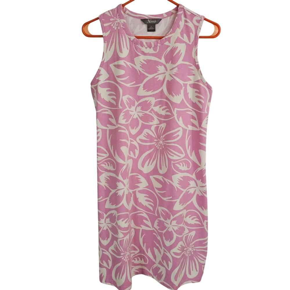 Natural Reflections Everyday Knit Tank Dress Pink‎ Floral Small Tropical Summer